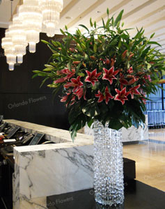 Pink Oriental  Lilies - Hotel Foyer