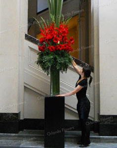 Amaryllis and Flax Vase - Red Carpet Event - Auckland Museum