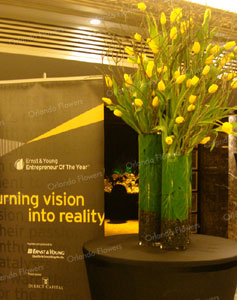 Yellow Tulip Vases - Corporate Awards Dinner -Langham Hotel