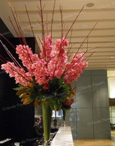Coral Pink Cymbidium Orchid - Sky City Foyer
