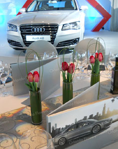 Red Tulip Vases - Audi Car Launch - Auckland Museum Event Centre