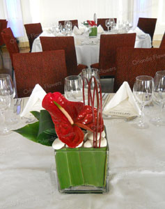 Red Anthrium Vases - Corporate Function - Grand Tearoom - Heritage Hotel 